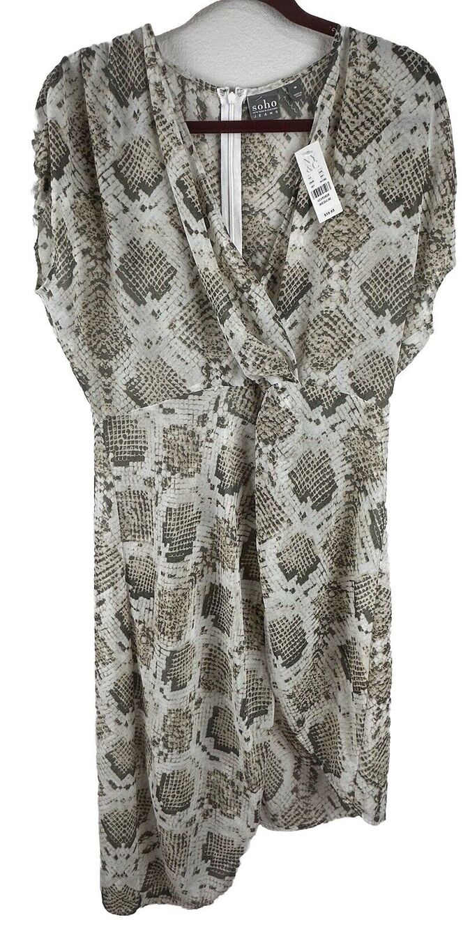 Soho Jeans NY & Co Multicolor Sheer Dress Asymmetrical Mini CoverUp Zip Med NWT